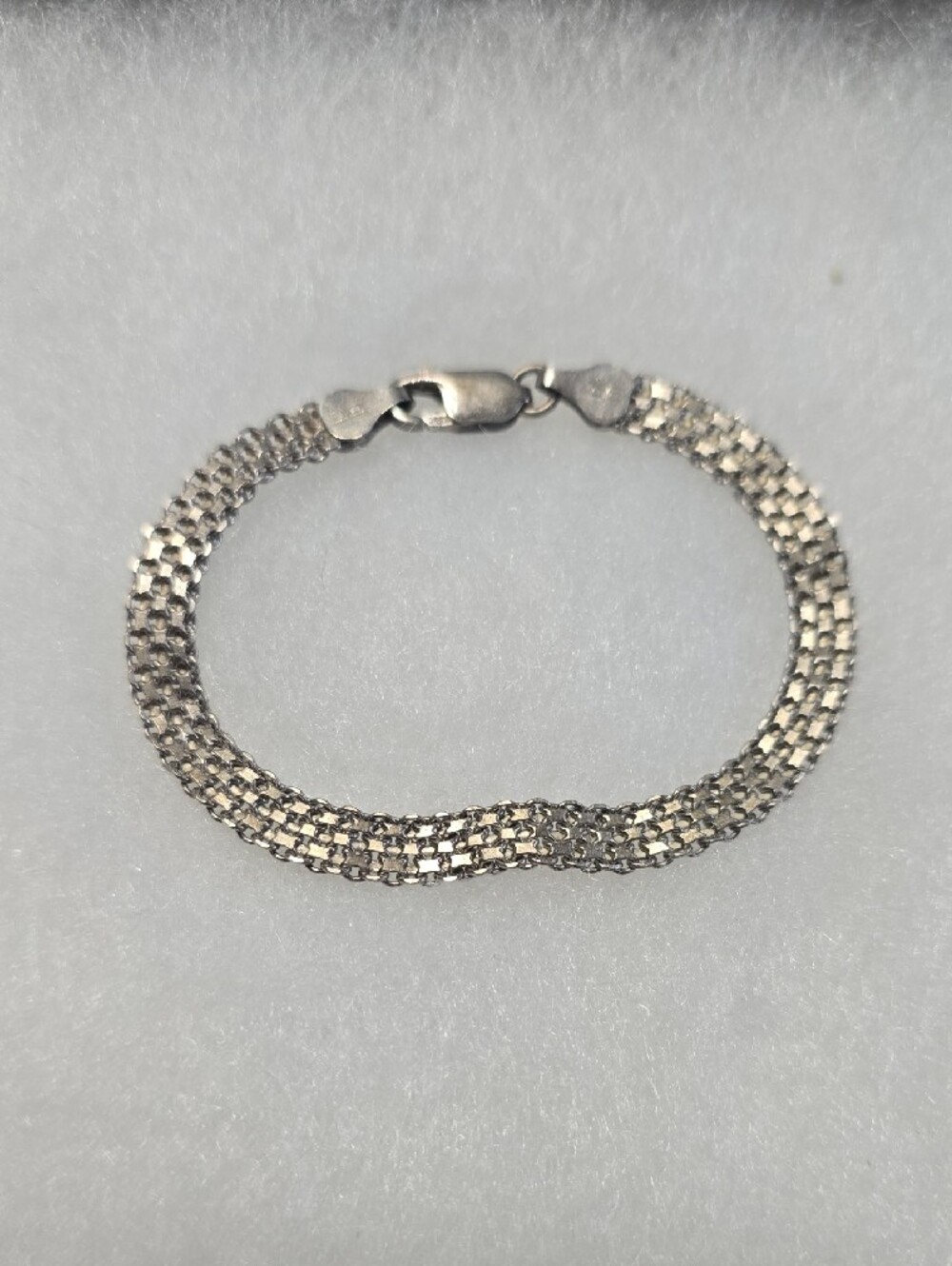 Sterling Silver Italian Multi-Row Chain Bracelet - Silver - Picture 2 of 2